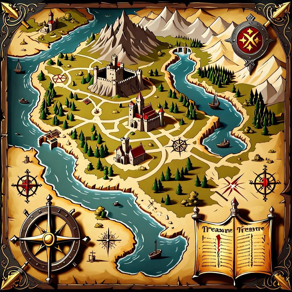 Medieval Treasure Map in Game of Thrones Style