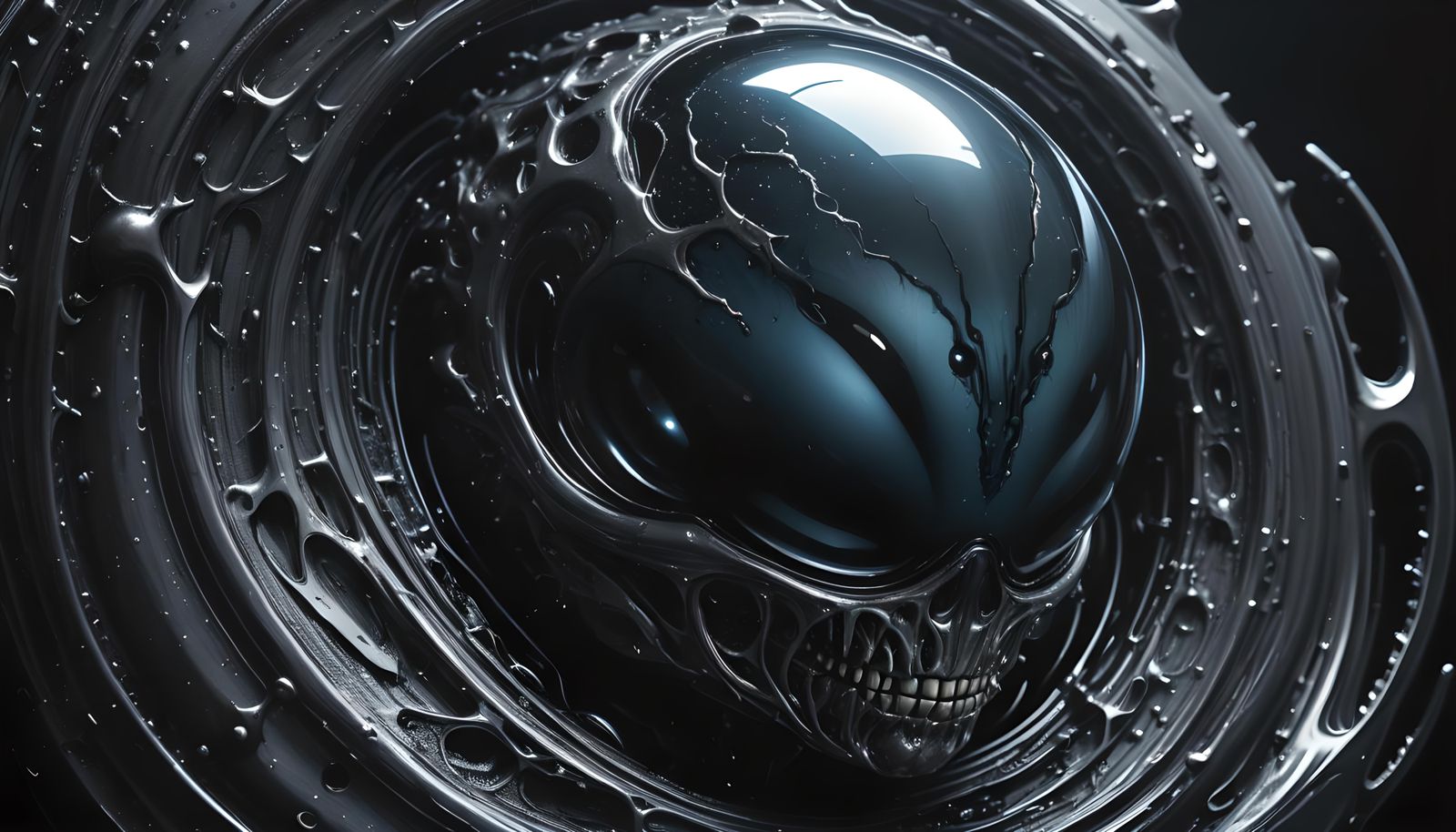 Cosmic Alien Embryo in Black: Macro Vision