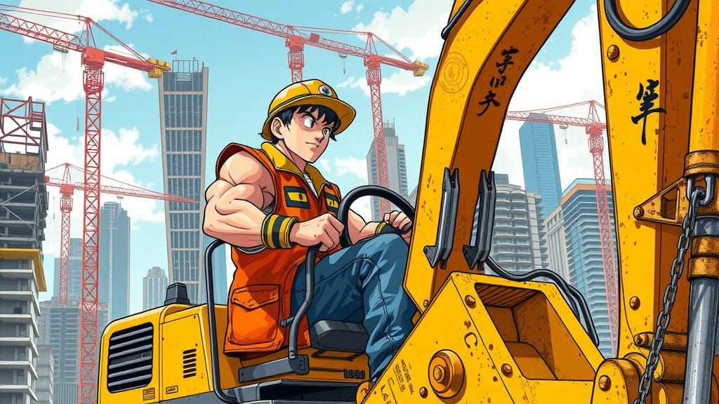 Goku Construction Worker in Dynamic Digital Art