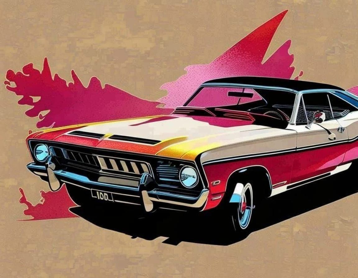 Explosive Punk Rock Scene with Vintage Muscle Car