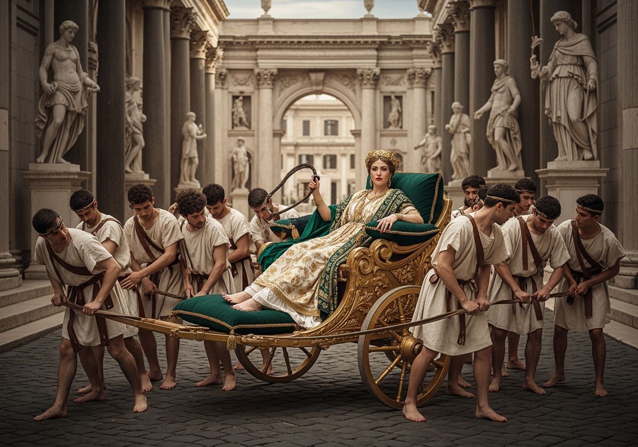 Roman Empress in Golden Chariot, as Baroque Painting