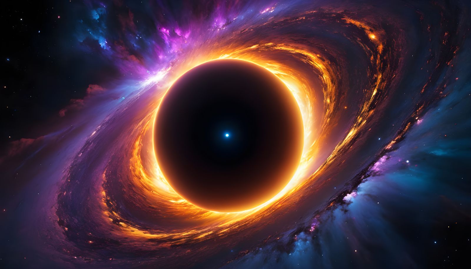 Cosmic Black Hole Devouring Nebula in Digital Art
