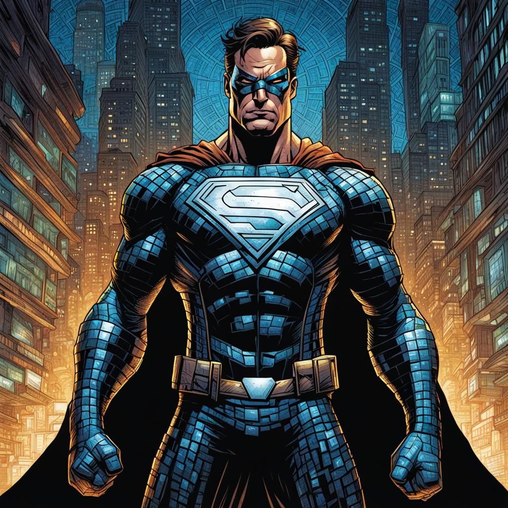 Mosaic Superhero in Comic Book Style
