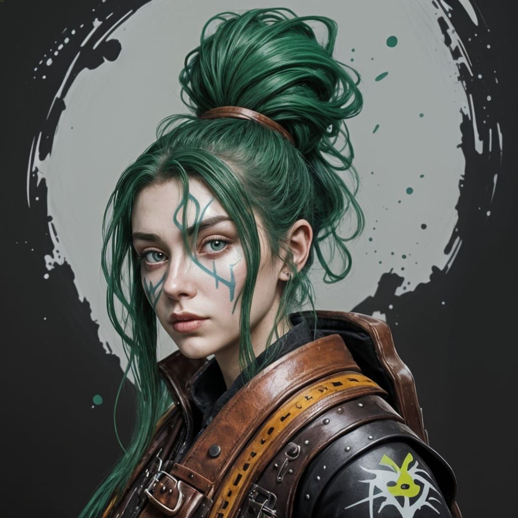 Auburn-haired Dwarf in Mountain Castle Graffiti Art