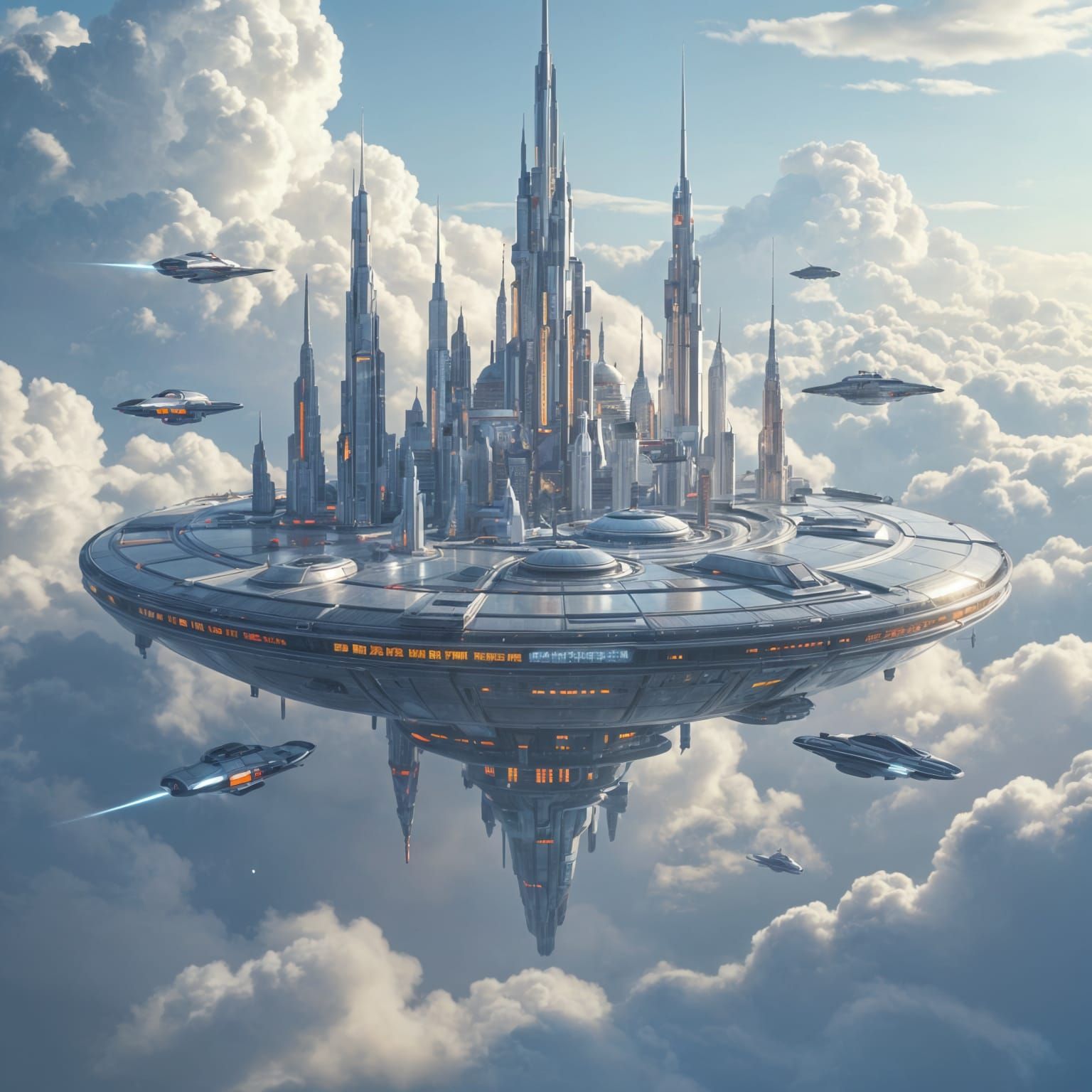 Futuristic City on Giant Floating Island