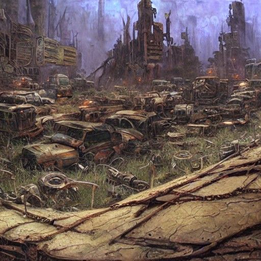 Post-Apocalyptic Wonderland as Oil Painting