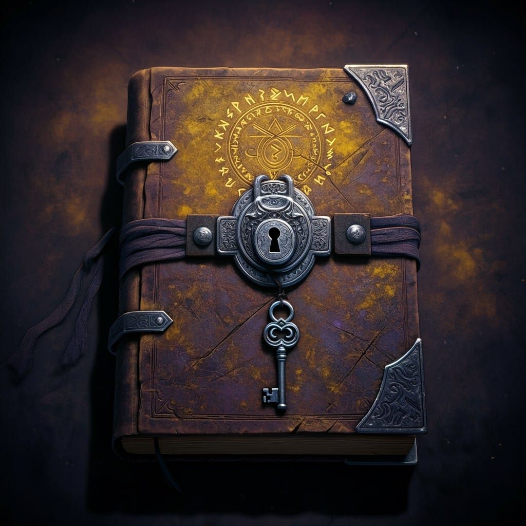 Mystical Journal with Runes in Art Nouveau Style