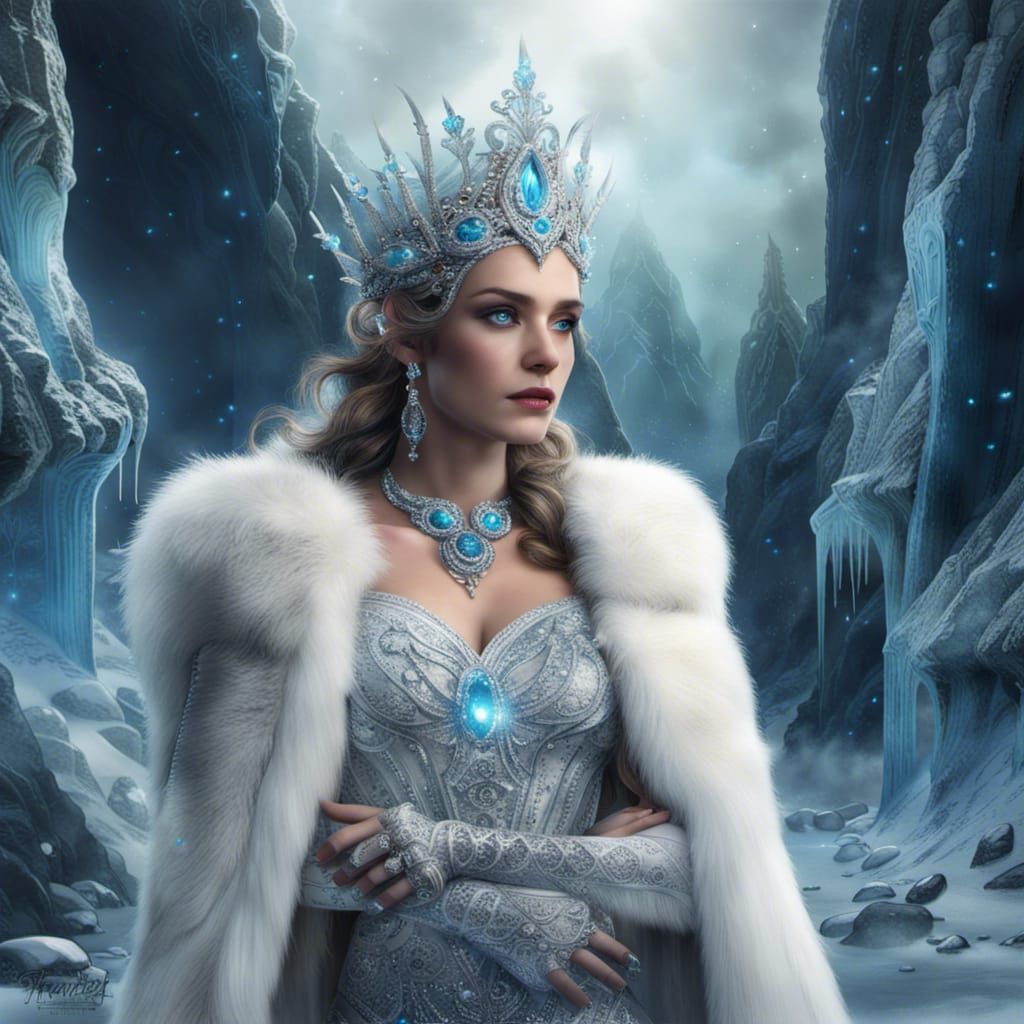 Magnificent Winter Queen in Jeweled Gown