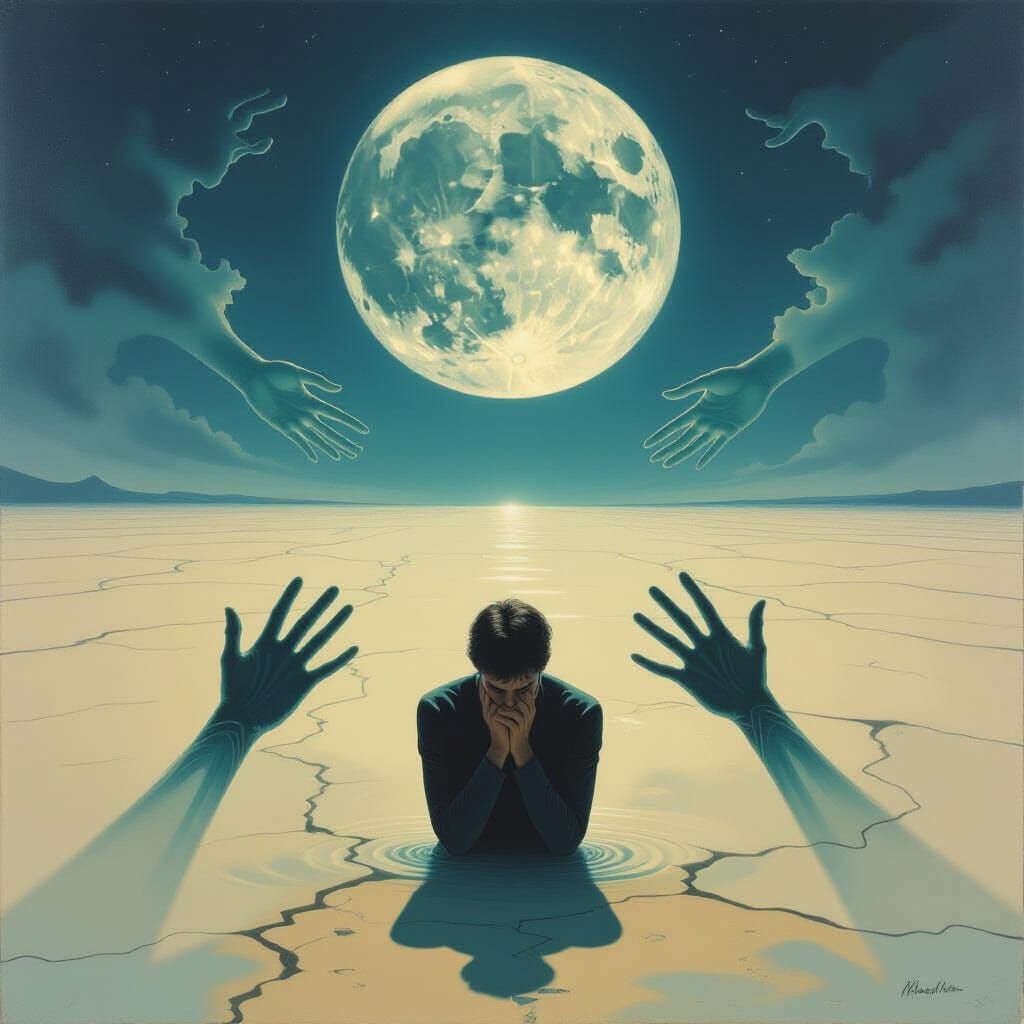 Surreal Dreamscape of Internal Struggle and Overthinking