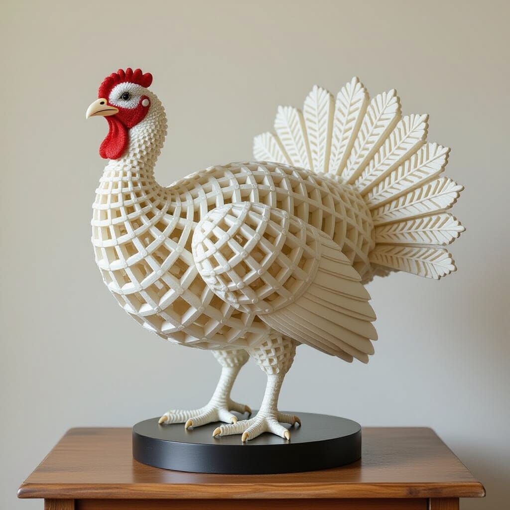 Ossified Lattice Sculpture of a Turkey