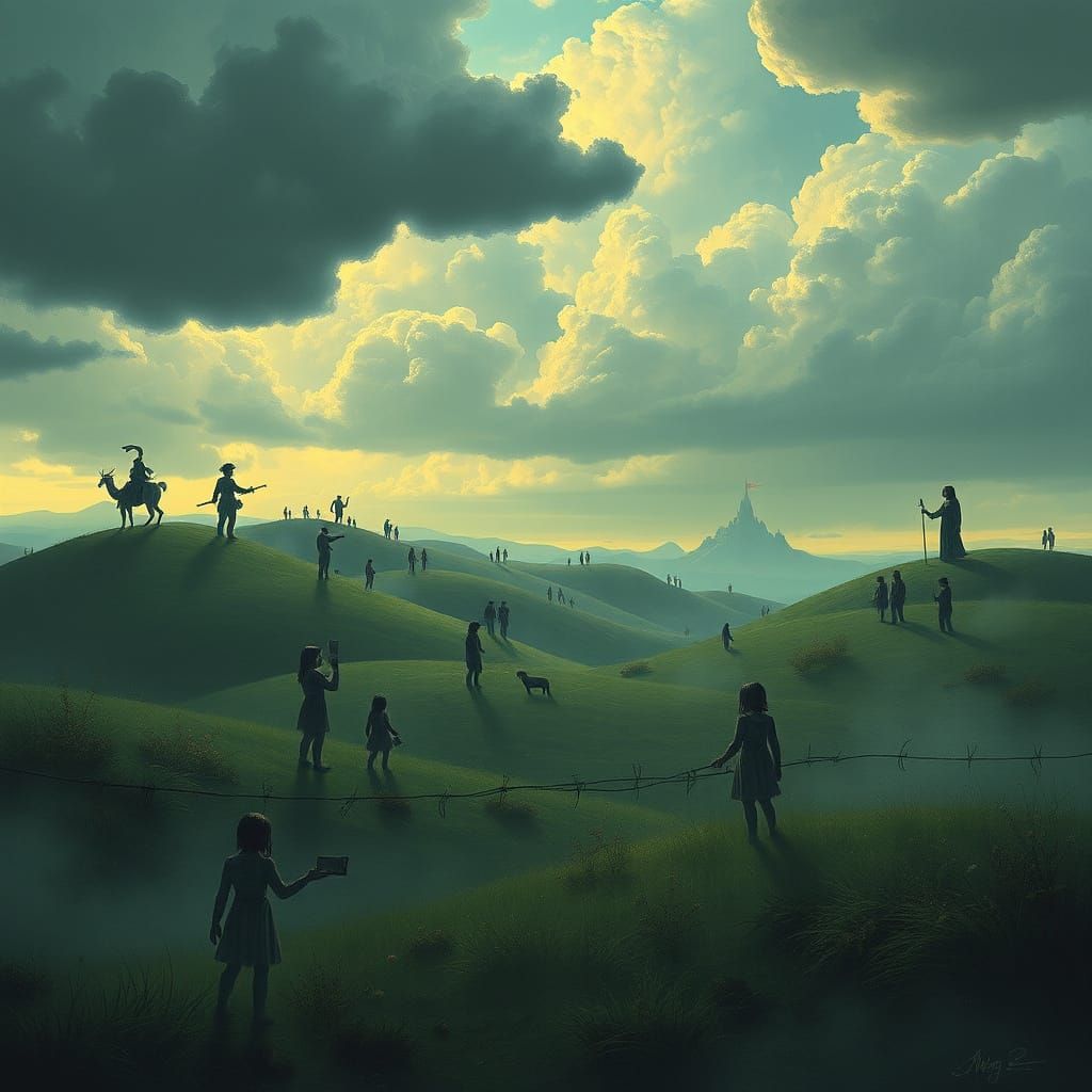 A Surreal Gathering in a Dream Landscape