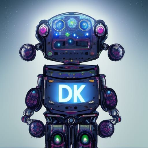 Cute Robot Holding D-Day Sign in Dark Fantasy Style