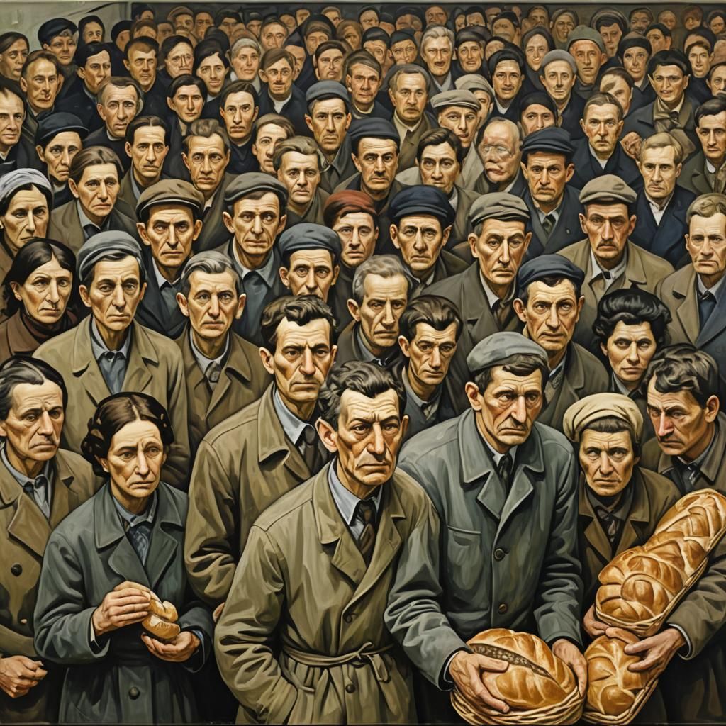 Soviet Bread Lines in a Realist Style