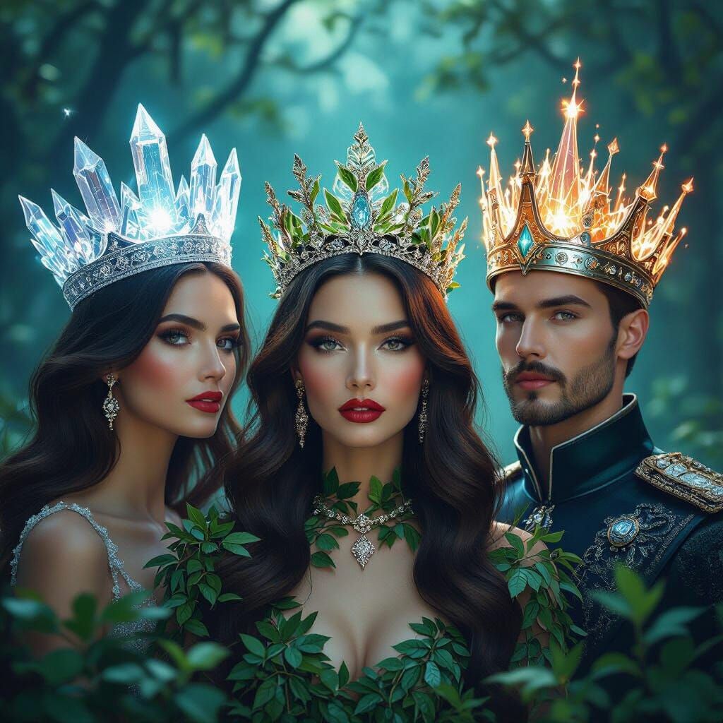 Three Royal Crowns: Crystal, Nature, and Sci-Fi