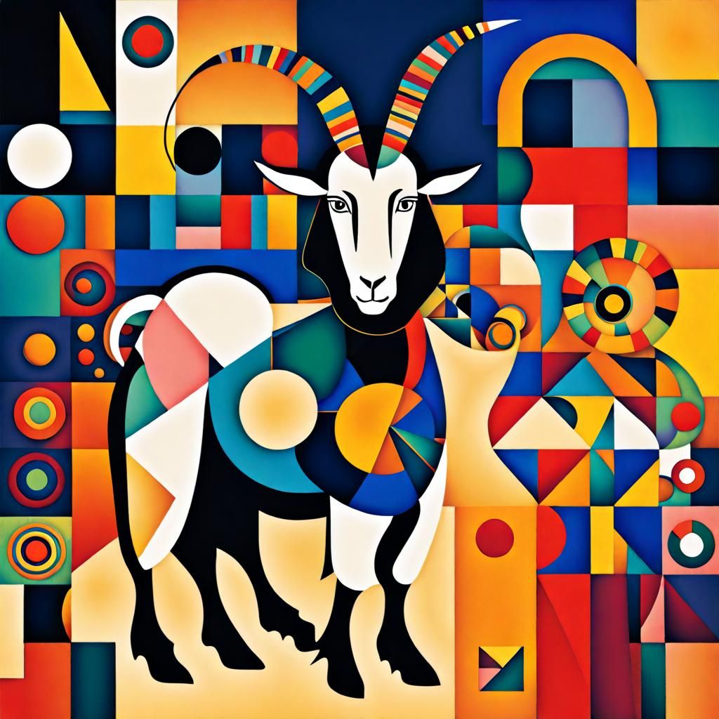 Radiant Goat in Kandinsky Style
