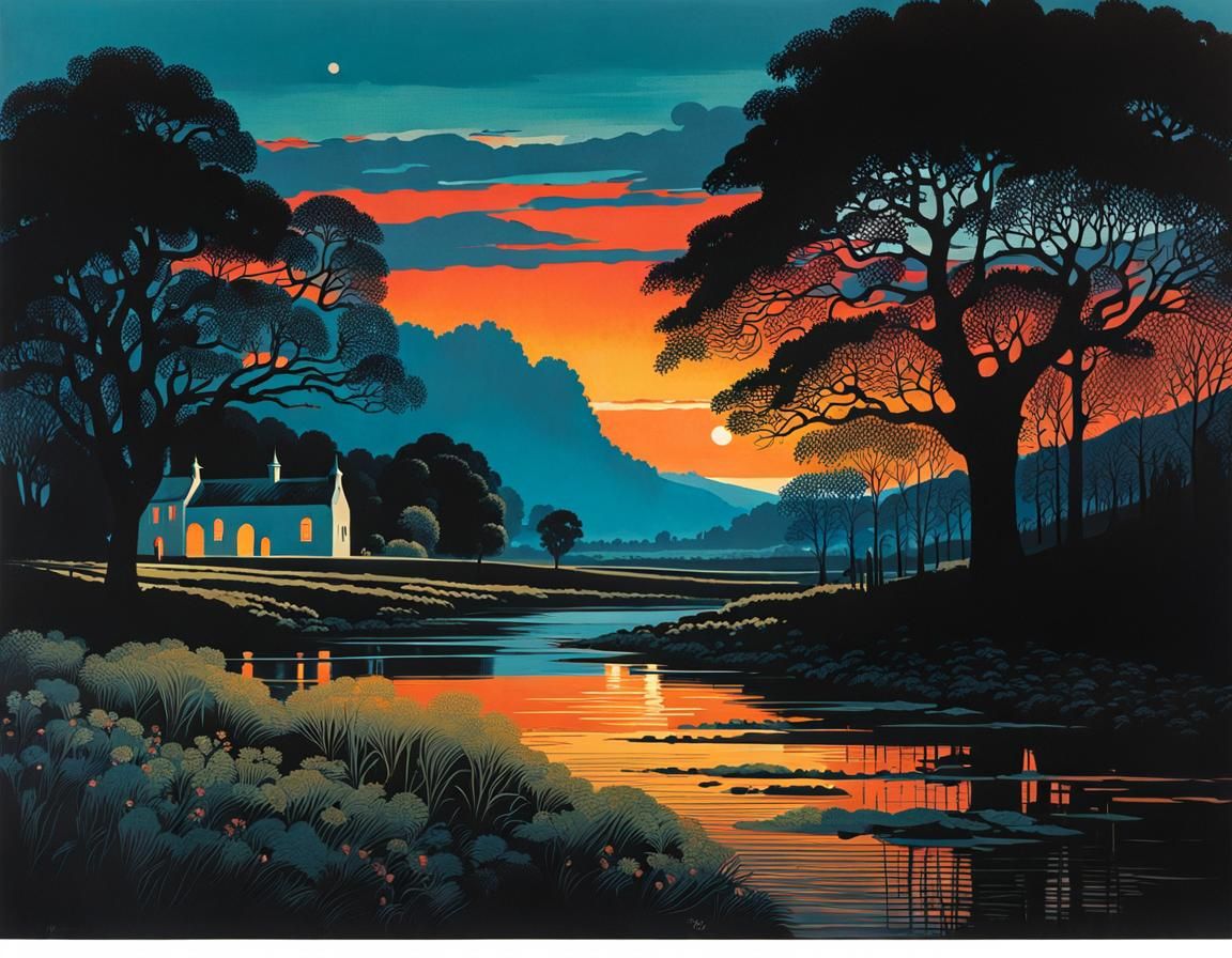 Intricate Entangled Evening Landscape