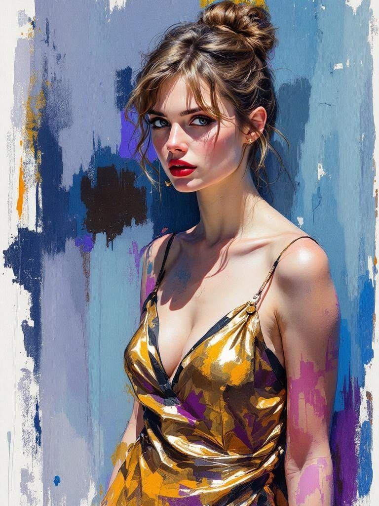 Swedish Pin-Up in Alla Prima Style with Mimeograph Texture