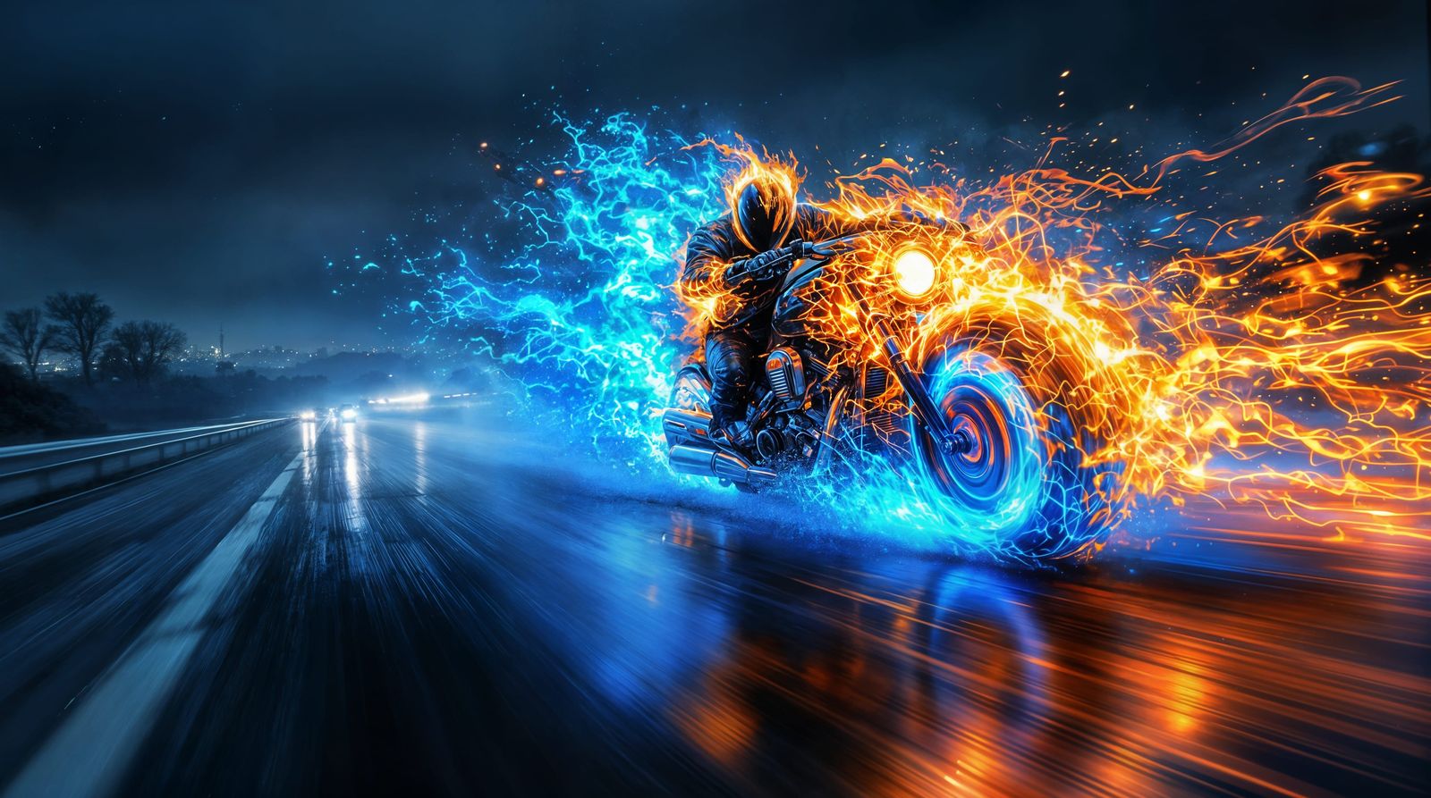 Cyberpunk Highway Inferno