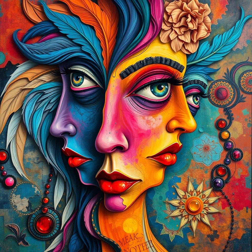 Surreal Faces in Cosmic Dreamscape