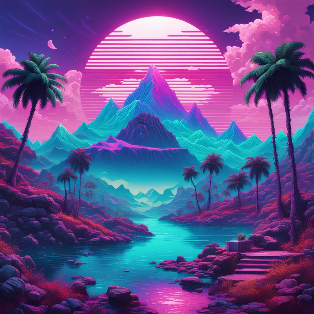 Vaporwave Album Cover in Detailed Matte Style