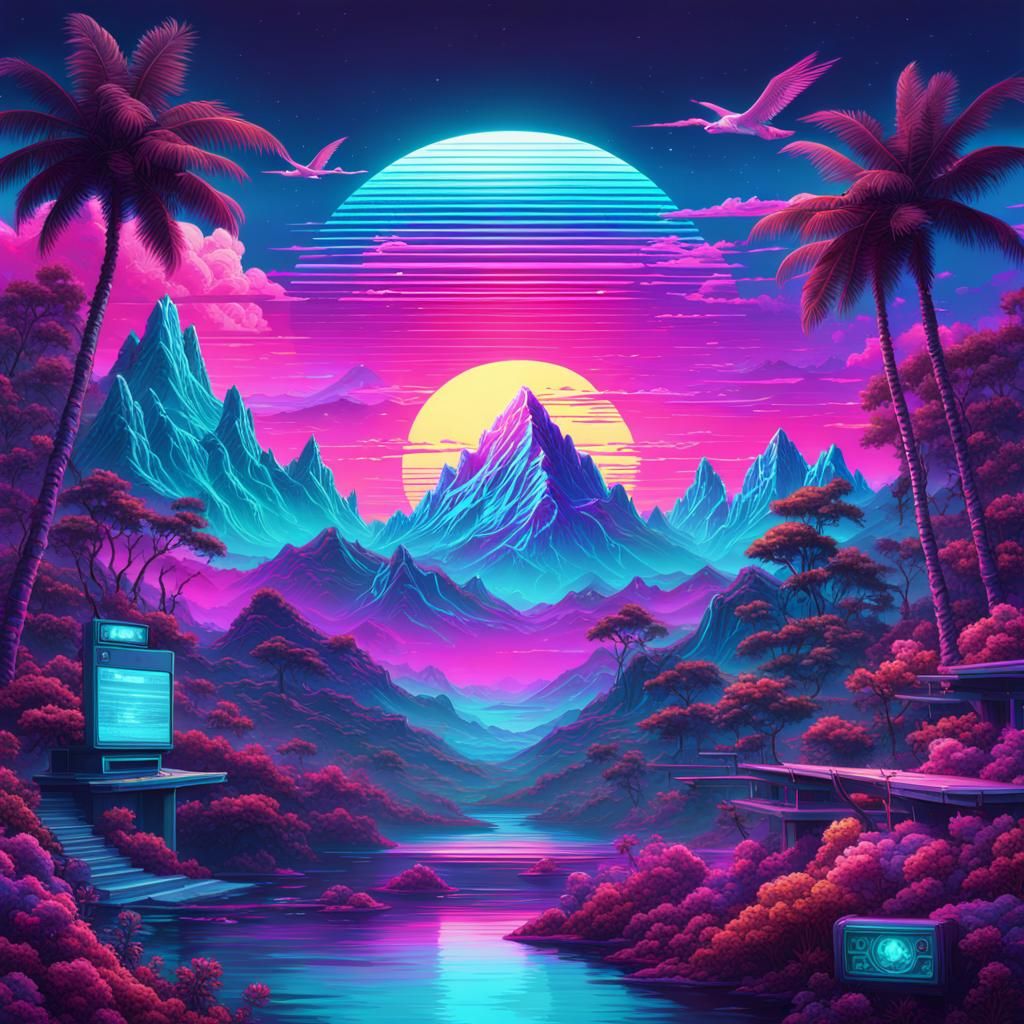 Vaporwave Album Cover Art in Detailed Matte Style