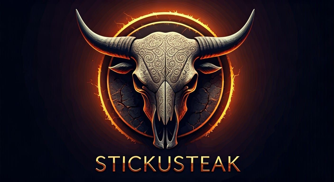 Majestic Bull Skull Logo in Golden Light