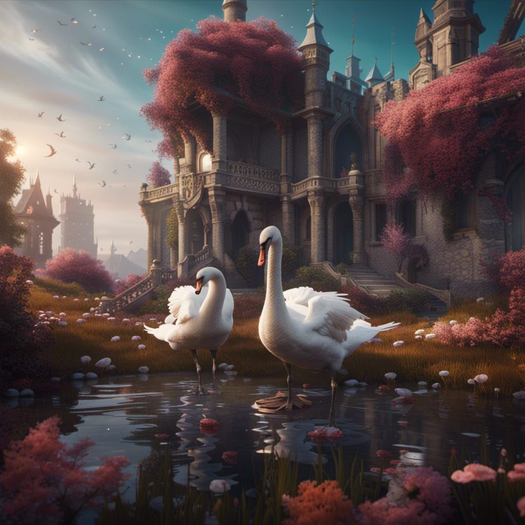 Odette and Odile Swans: Detailed Matte Painting