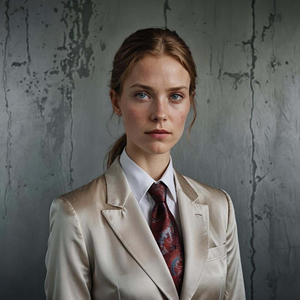 Icelandic Woman in Satin Suit, Professional Portrait