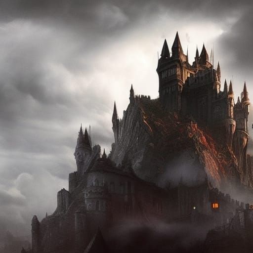 Epic Dracula Castle with Red Lightning
