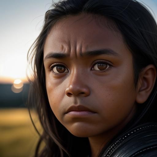 Photorealistic Portrait of Child with Iron Eyes