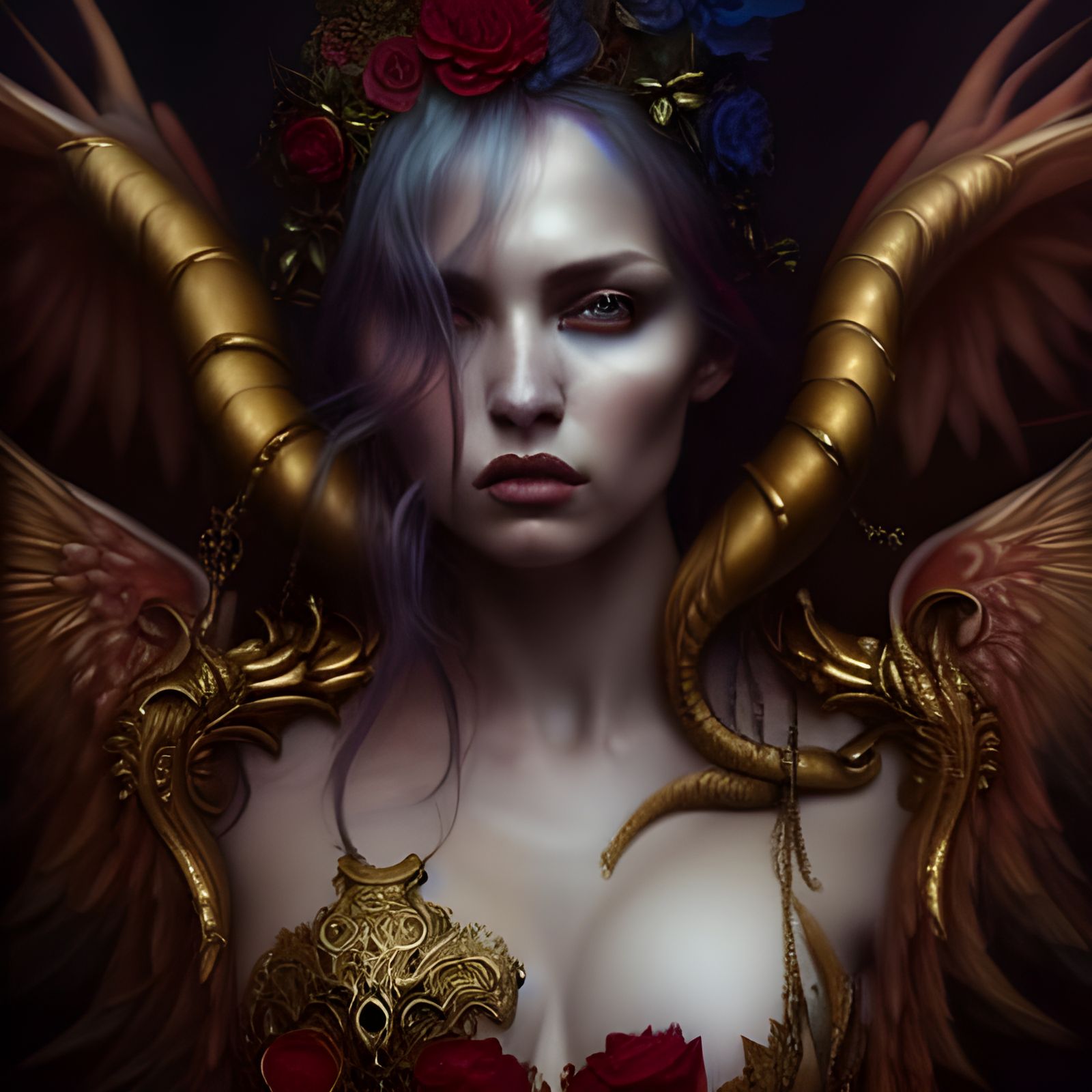 Ornate Siren Portrait in Hyperrealistic Style