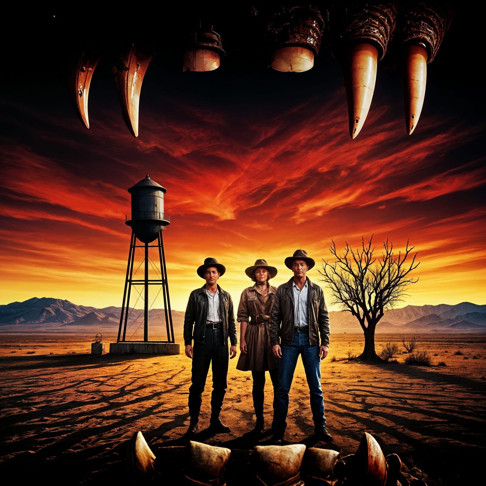 90's Desert Horror Movie Poster with Teeth