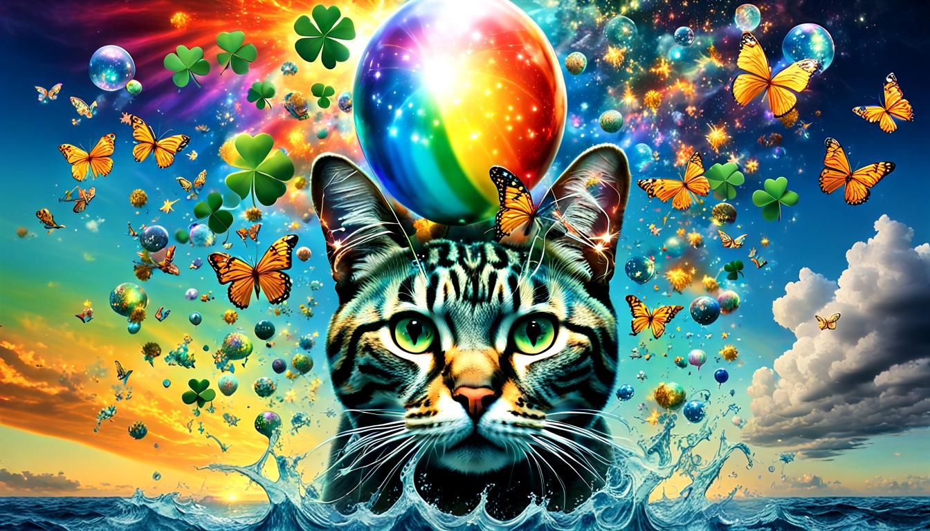 Surreal Cyberpunk Fusion: Sea, Sphere, and Cosmic Wonders