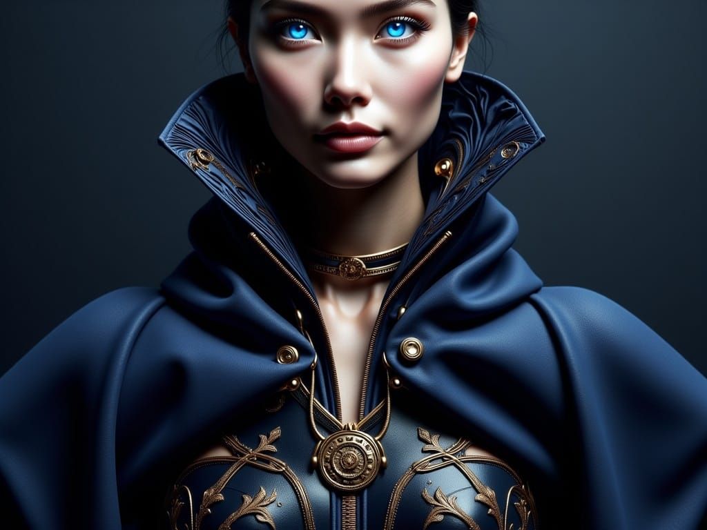 Sophisticated Woman in Opulent Leather and Gold