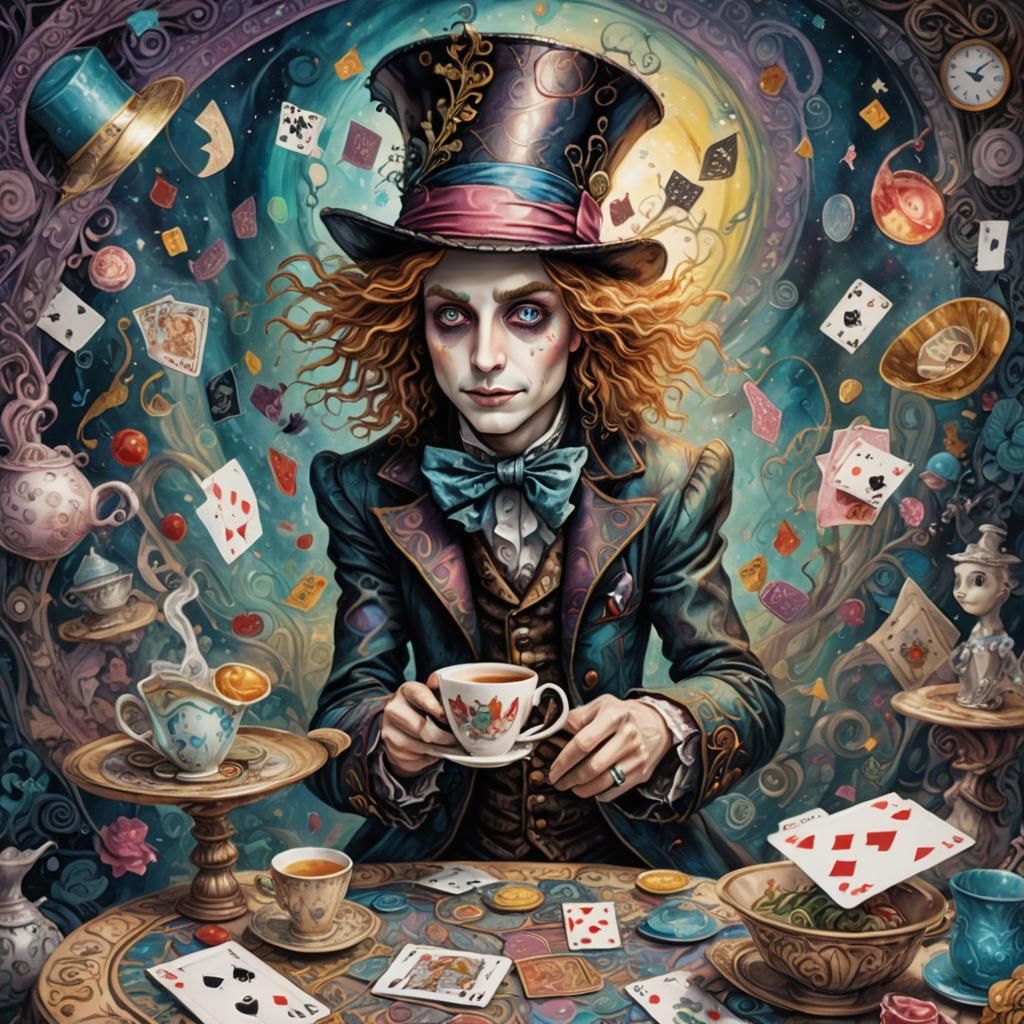 Alice and Mad Hatter in Wonderland, Astral Illustration