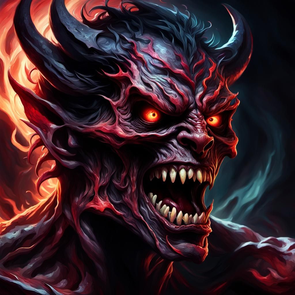 Demon in Tormented Lecture Amidst Eerie Void