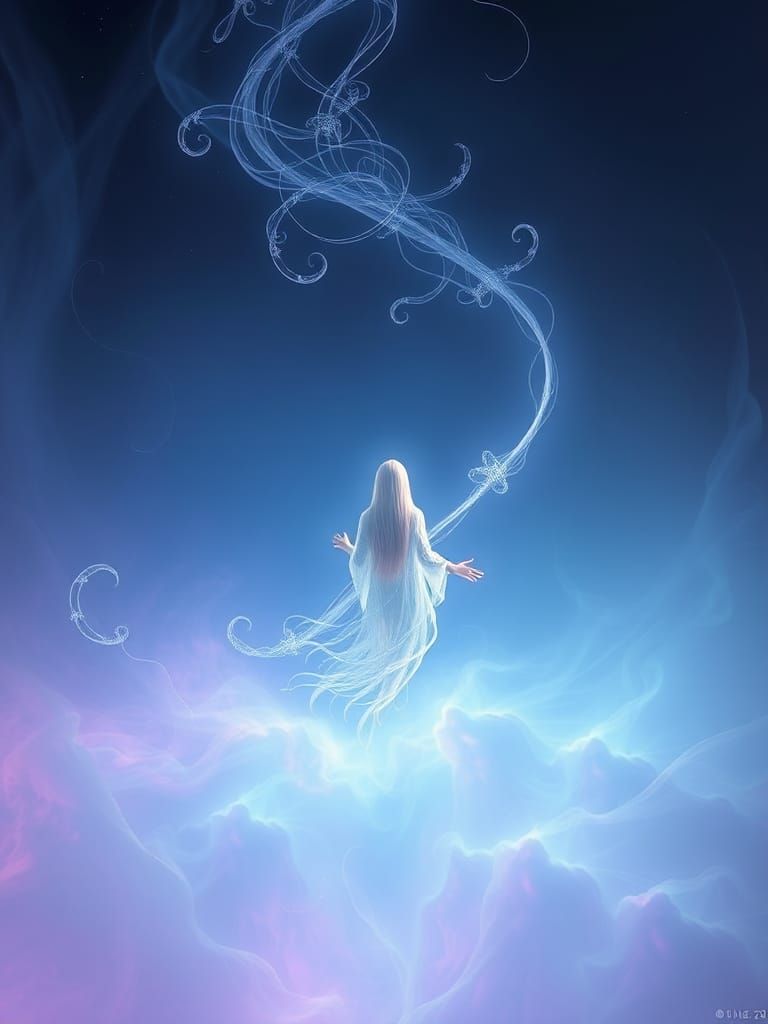 Ethereal Being in Iridescent Dreamscape