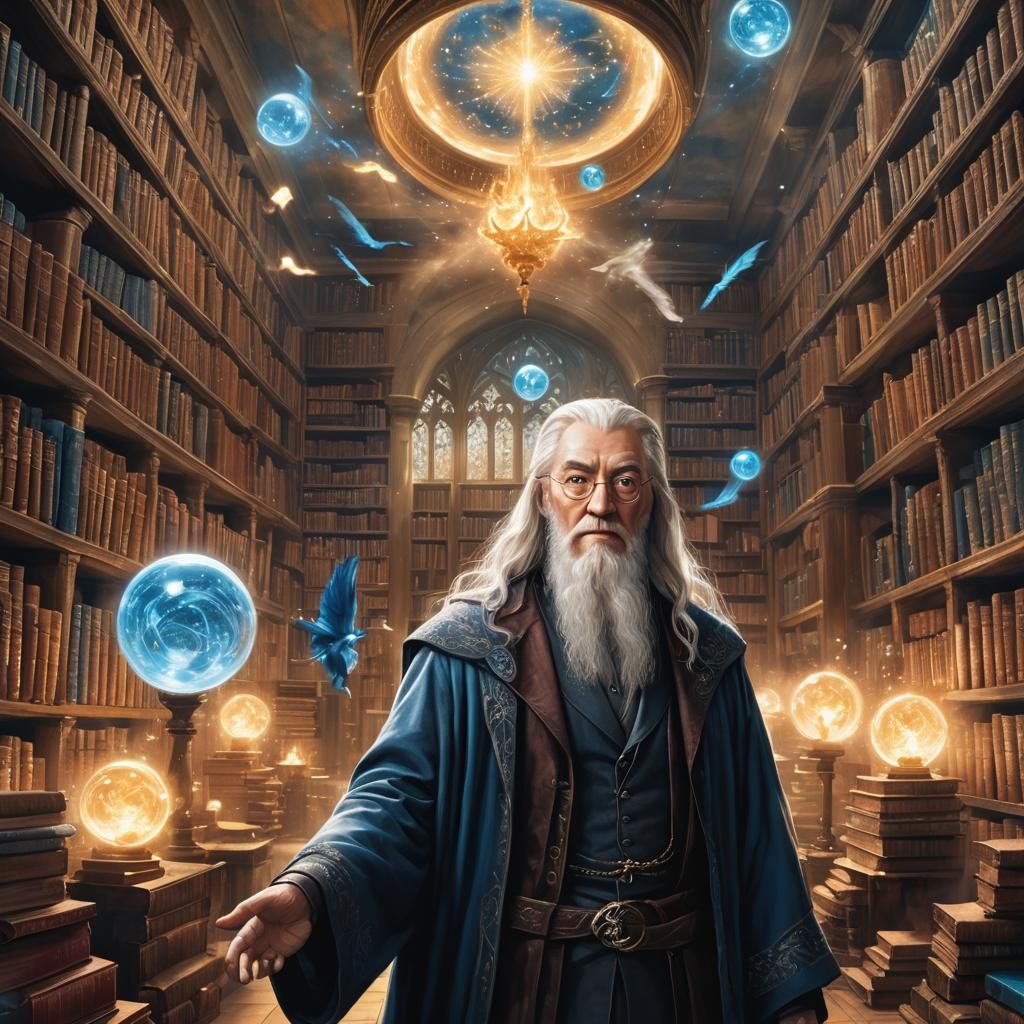 Young Dumbledore in Grand Study, 3D Digital Art