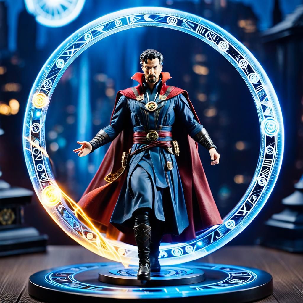 Doctor Strange Action Figure Over Runes, Professional Photo