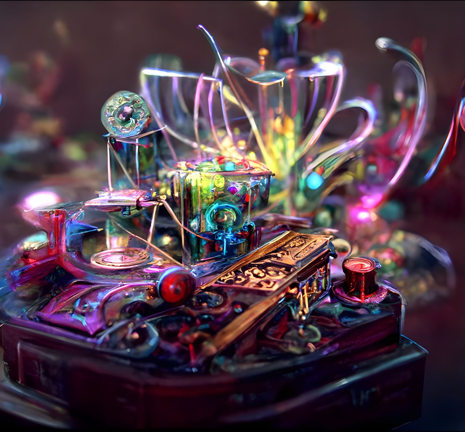 Dieselpunk Music Box with Stained Glass