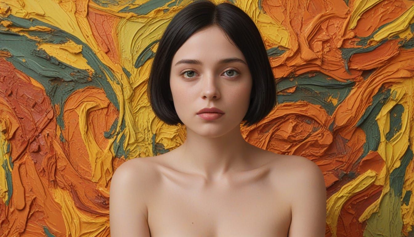 Vibrant, Expressive Portrait in Thick Impasto Oil Painting S...