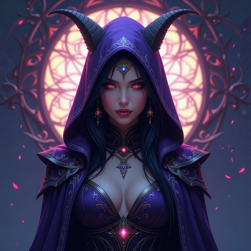 Vibrant Portrait with Dynamic Lighting in Digital Art Style