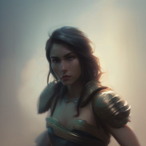 Muscular Woman Portrait in Dark Fantasy Style