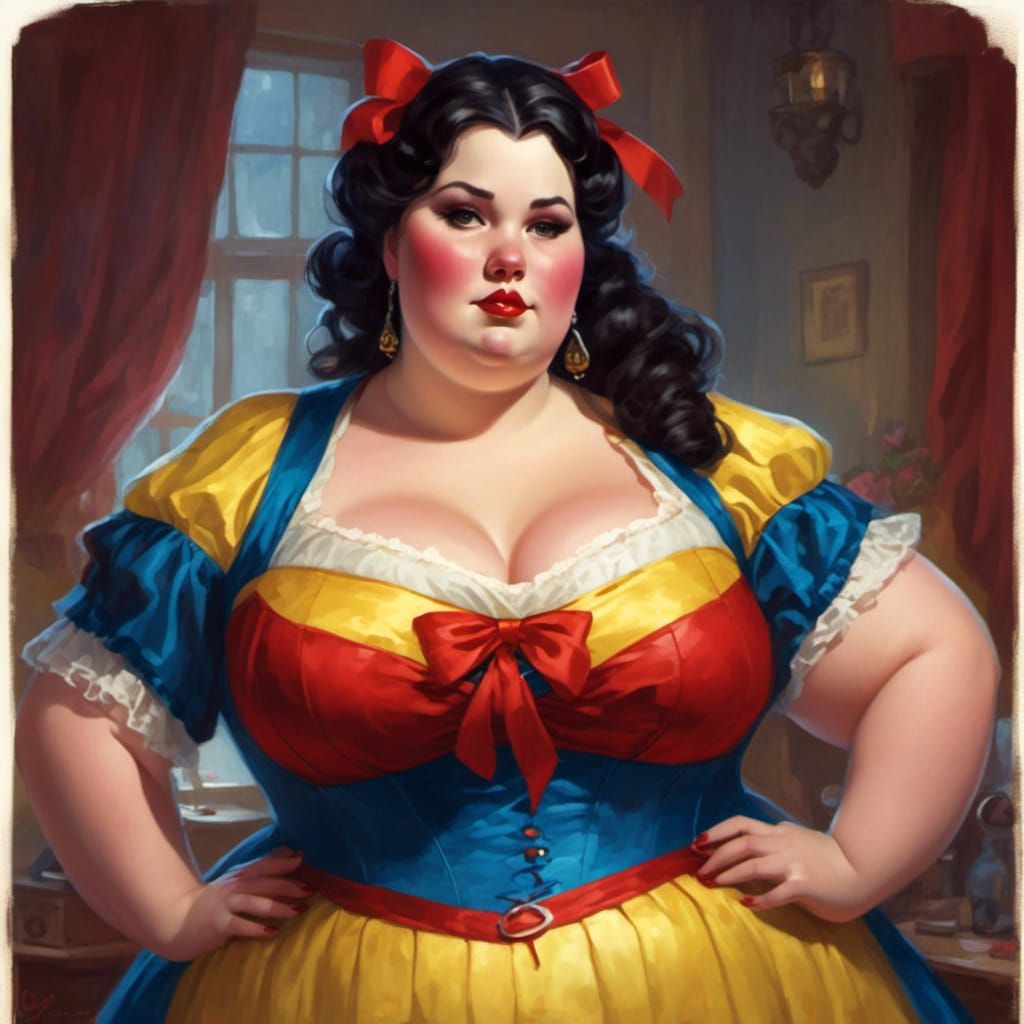 Curvy Snow White Illustration in Chiaroscuro Lighting