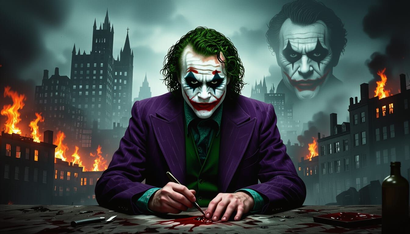 The Joker Carves a Smile in Burning Gotham