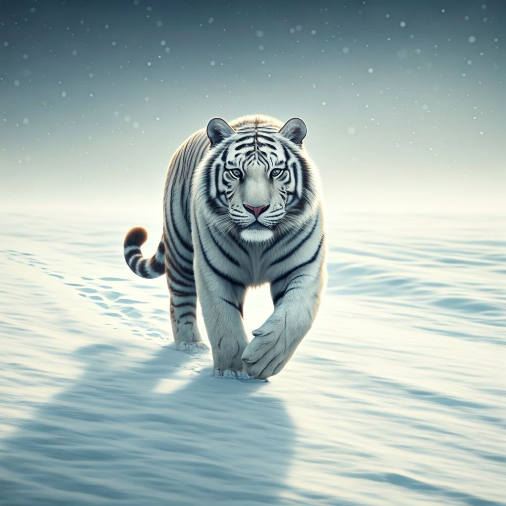 White Tiger in Snowy Winter Landscape