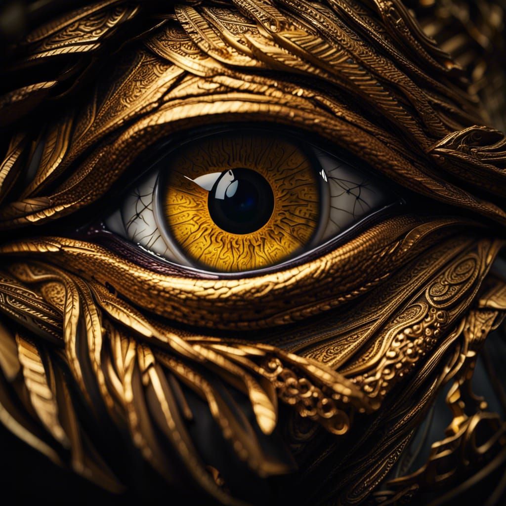 Hyperrealistic Golden Eye in Sharp Focus