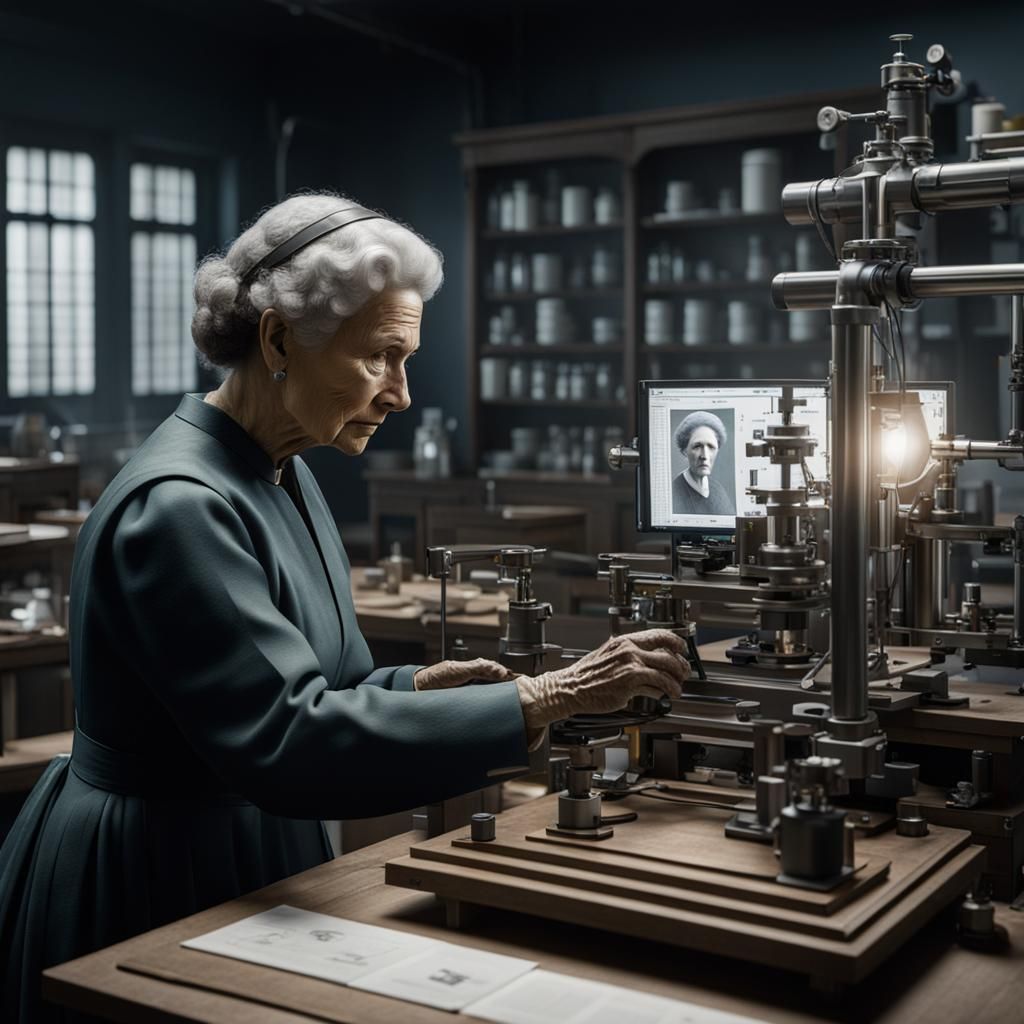 Marie Curie at Work in Hyperrealistic Detail