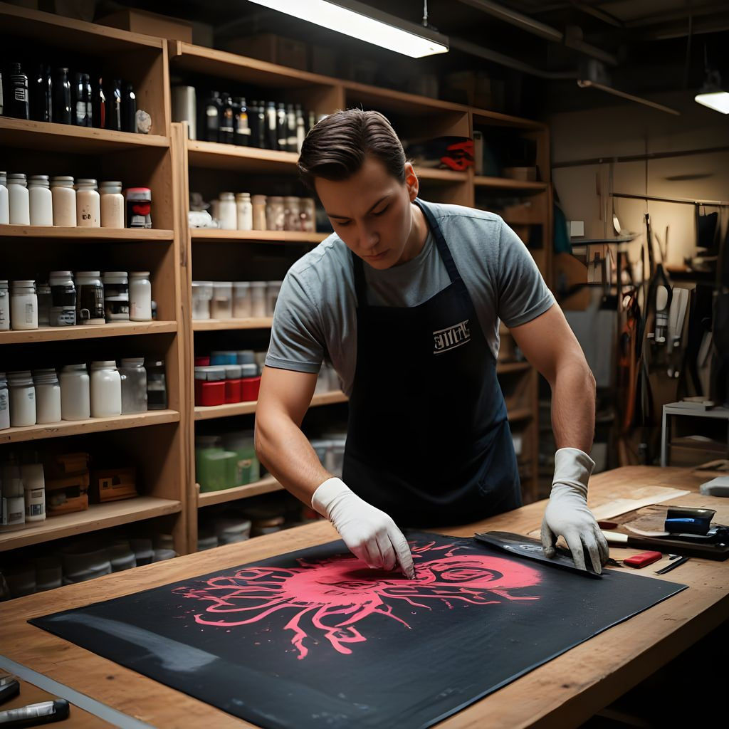 Screen Printer at Work in a Creative Industrial Setting