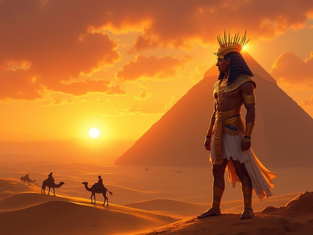 Ra on the Great Pyramid in Epic Fantasy Style